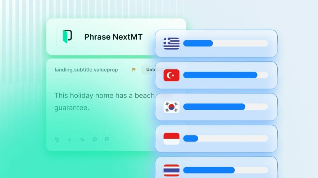 Phrase NextMT engine, covering a broader set of translation needs in the TMS.