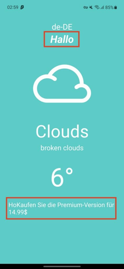 App locale is set to de-DE | Phrase